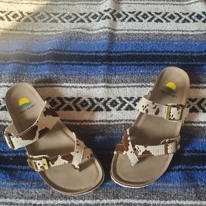 Cow print sandals